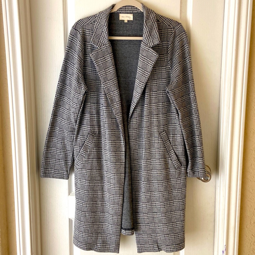 Melloday Black & White Houndstooth Soft Jacket
